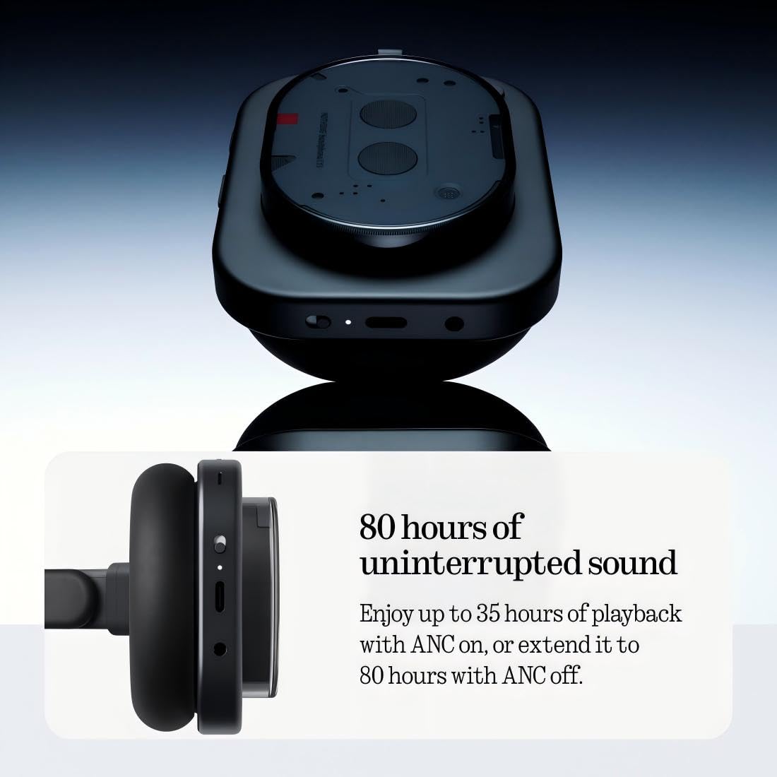 Nothing Headphone 1 – Hybrid Active Noise Cancelling, 6-Mic Clear Voice Technology, 80Hrs Playtime, Hi-Res Audio, Comfort Fit, Spatial Sound, Fast Charging + Free Accessories | 1-Year Warranty | Easy Returns