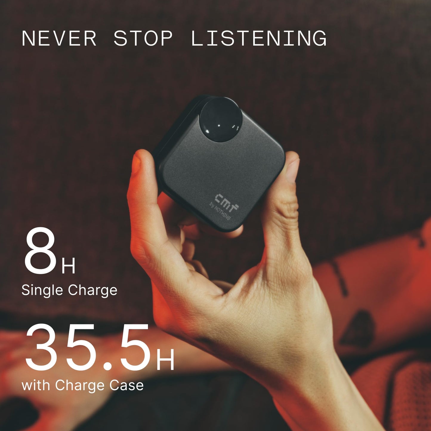CMF Buds 2a – Wireless ANC Earbuds with 42dB Hybrid Noise Cancellation, Deep Bass 12.4mm Drivers, Quad Mic Clear Calls, Bluetooth Connectivity, Sport-Fit Design & Fast Charging Case | 1-Year Warranty | Easy 14-Day Returns