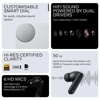 CMF Buds Pro 2 – Smart Dial Wireless ANC Earbuds, 50dB Hybrid Noise Cancellation, Hi-Res LDAC Audio, 11mm Deep Bass Drivers, 6-Mic Clear Calls, 43H Playtime Fast Charging Case + Free Gift | 1-Year Warranty | Easy 14-Day Returns